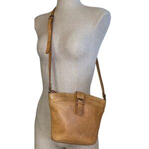 Nordstrom Leather Crossbody Purse Brown Tan Vintage Adjustable Strap Classic Des